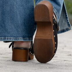 roberto rosso clogs suede leather black