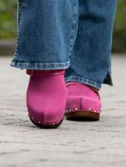 roberto rosso clogs suede leather fuxia