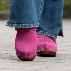 roberto rosso clogs suede leather fuxia