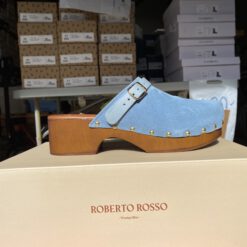 roberto rosso clogs suede leather lt blue