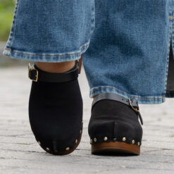 roberto rosso clogs suede leather black