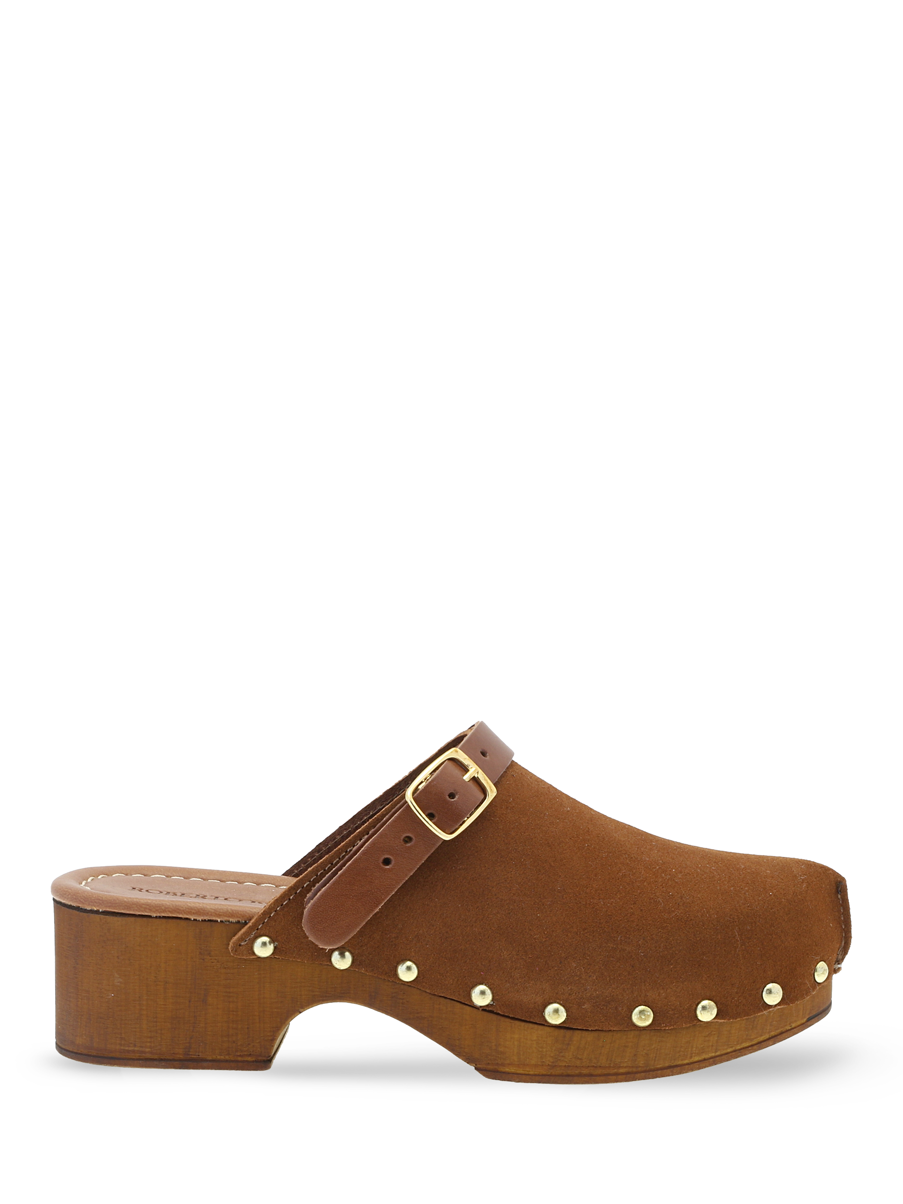 roberto rosso clogs suede leather brown