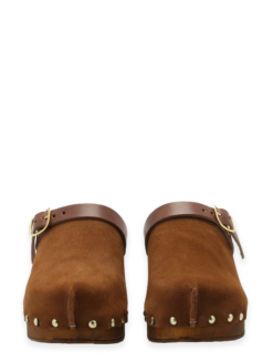 roberto rosso clogs suede leather brown