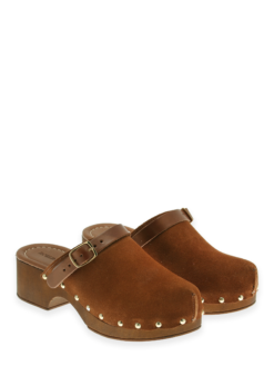 roberto rosso clogs suede leather brown
