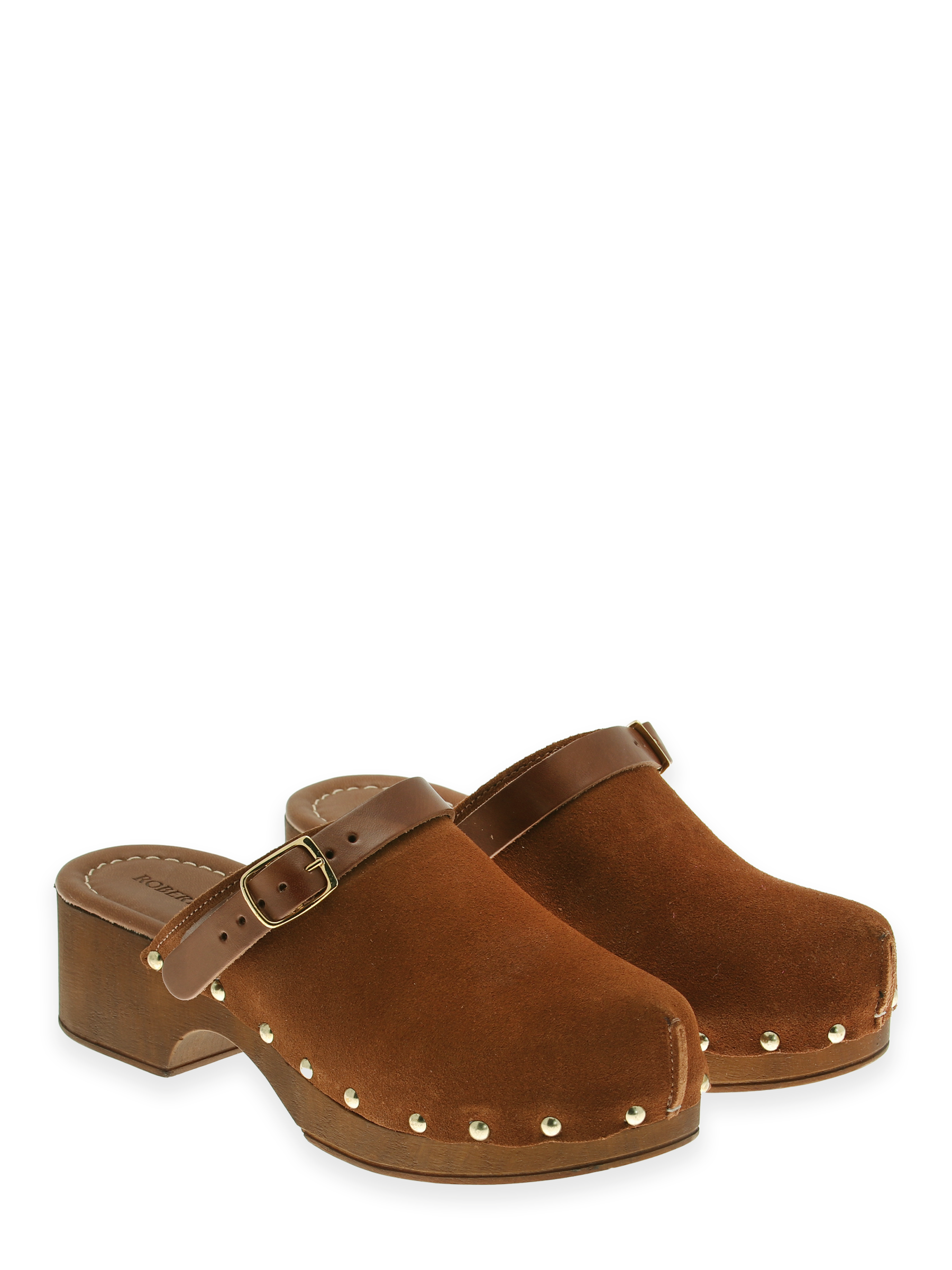 roberto rosso clogs suede leather brown